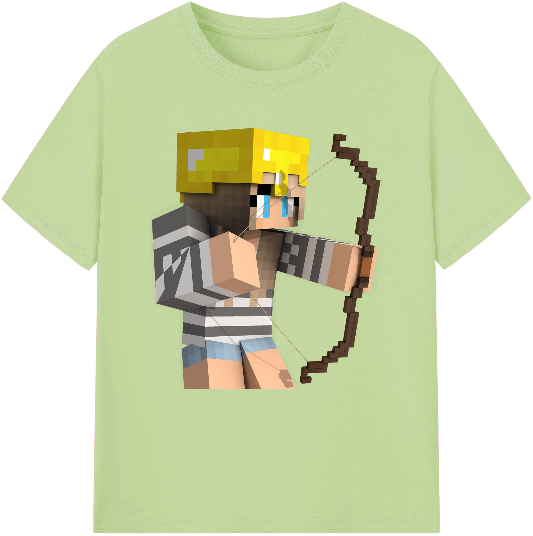（画像用） マインクラフト ブロックの世界 Minecraft MC Block world 綿100％半袖Tシャツ（フロントプリント）